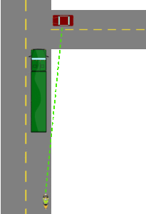 Saobraćaj se uključuje sa desne strane, a kamion je velik i zaklanja pogled. Ostajanje malo dalje iza i u desno je dobar izbor.