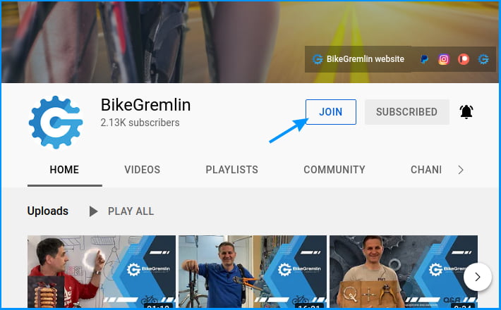 BikeGremlin YouTube članstvo